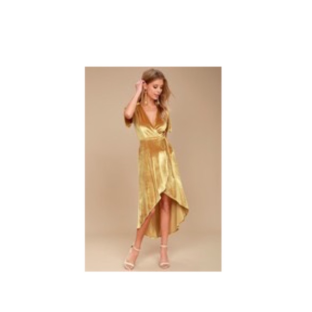 Gold Velvet wrap dress